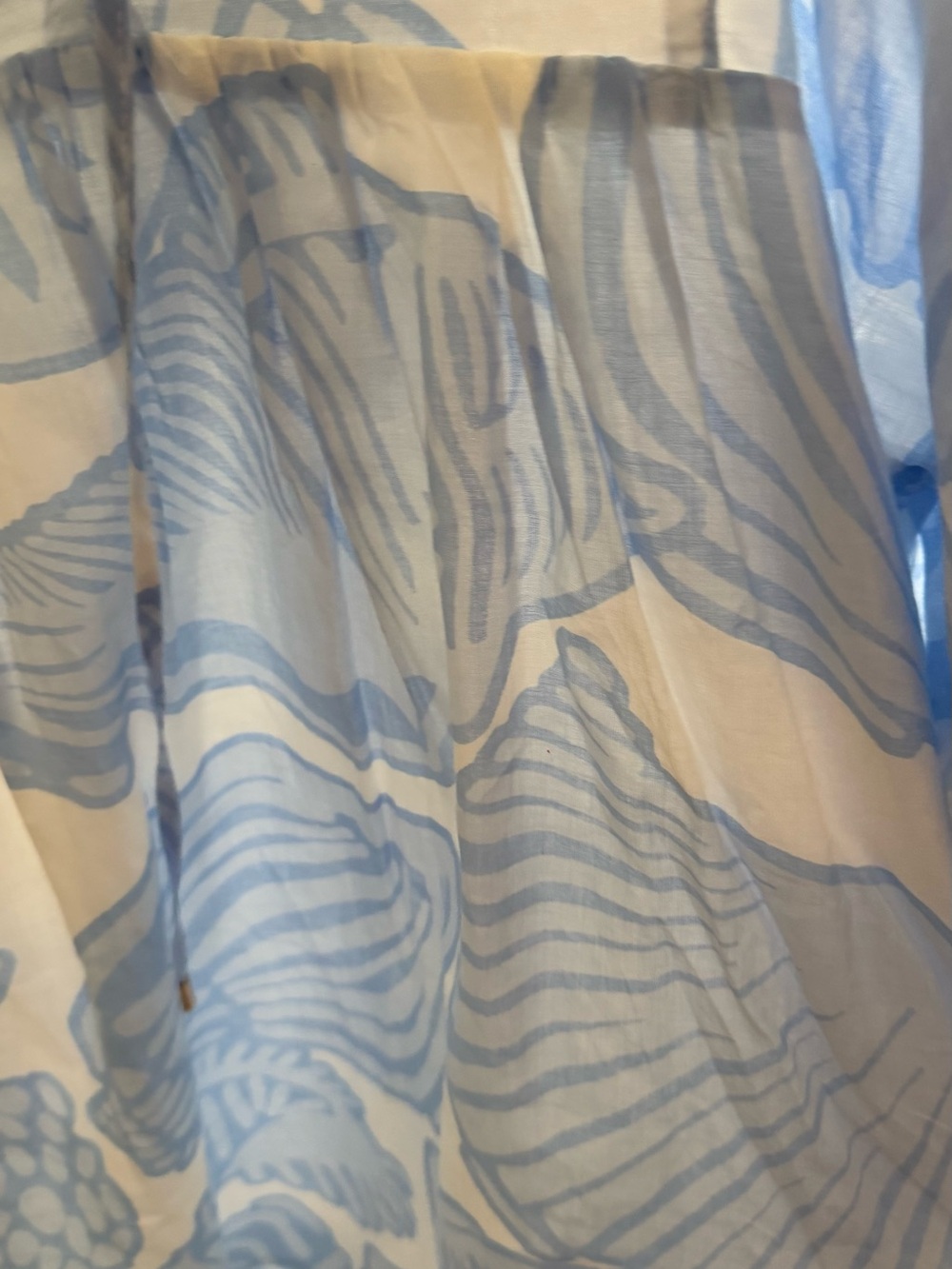 Sheer Light Blue Printed Mini Dress with Tie Front - Picture 2 of 3